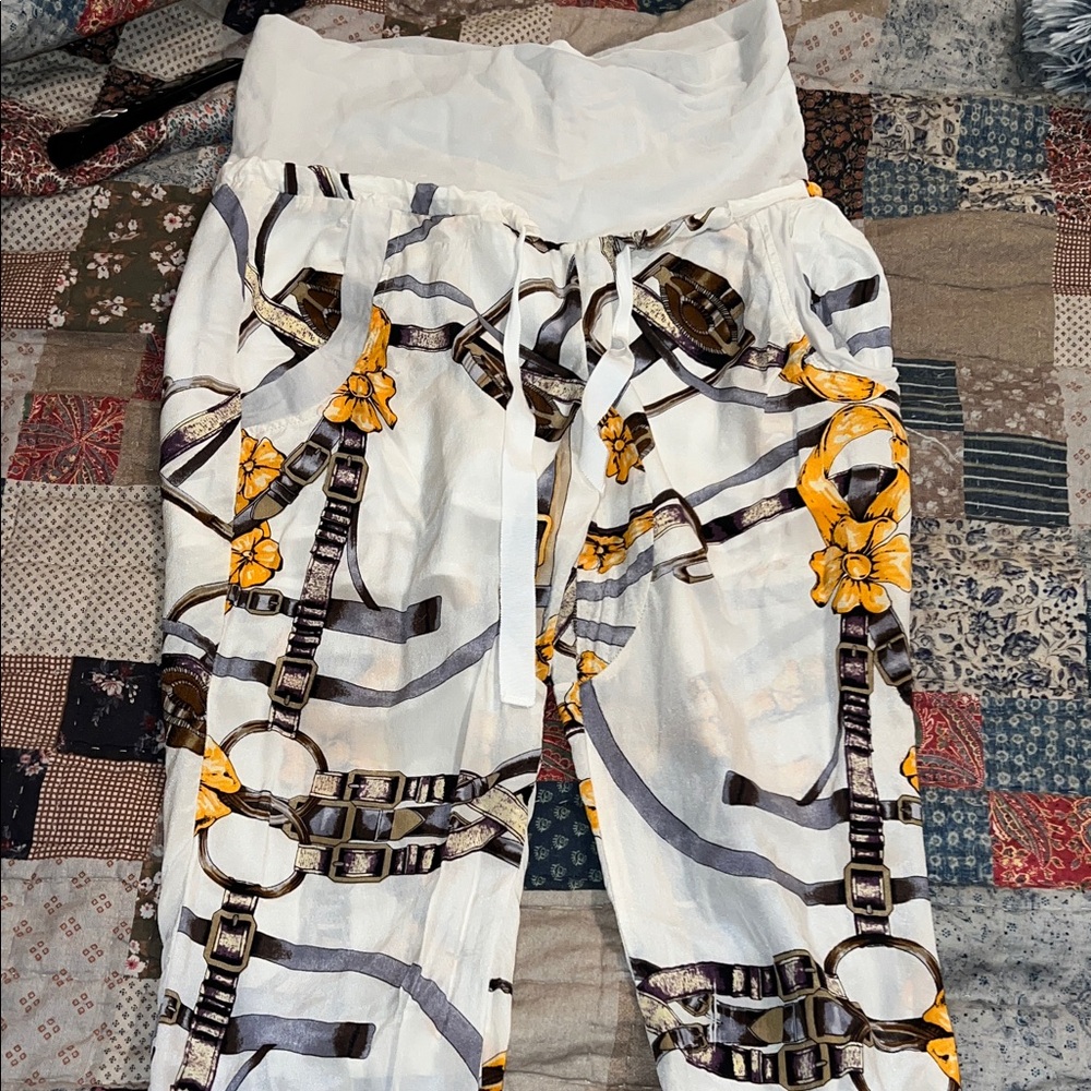 Designer Silk Equestrian print joggers pants